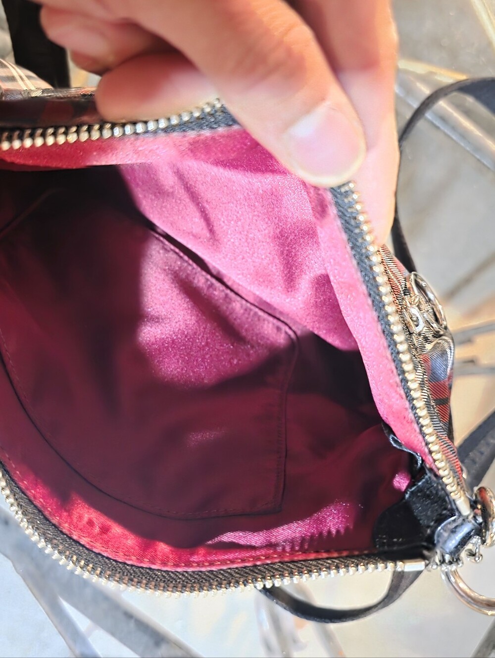 Coach Poppy Plaid Tartan Crossbody Shoulder Bag - Red and Black - Picture 9 of 9